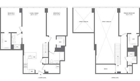 Floor plan for 3 beds, 3 baths, 1616 sqft